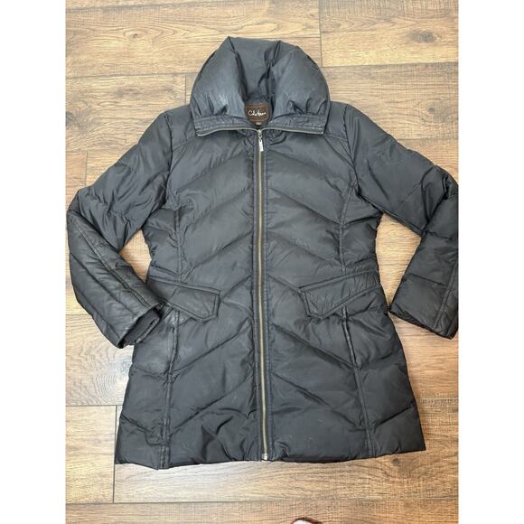 Cole Haan Women's Down Puffer Jacket L Black Long Winter Coat Parka - Picture 5 of 9